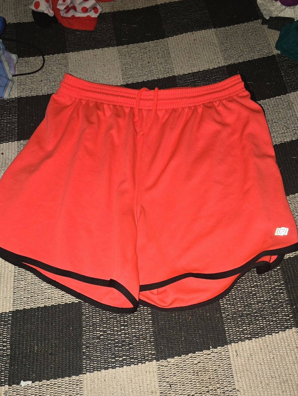 ZELOS Coral Athletic Shorts with Black Trim